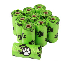 Home compostable no plastic  portable handsfree custom paw print logo 720 bags dog waste poop green sheep poop bag box